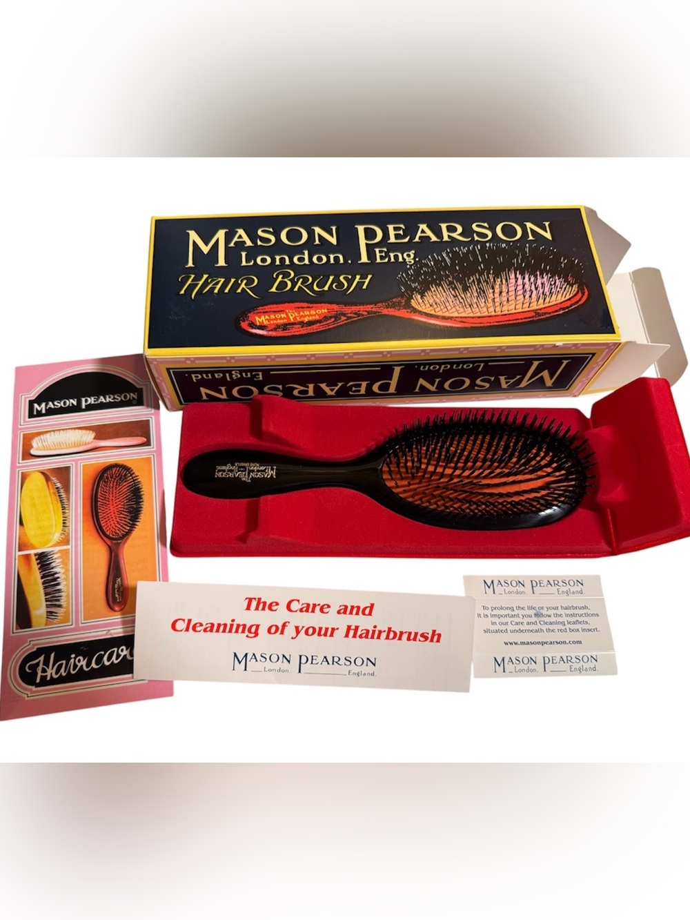 Mason Pearson Handy Pure Boar Pristle Paddle Hair Brush B3 in Dark Ruby NIB